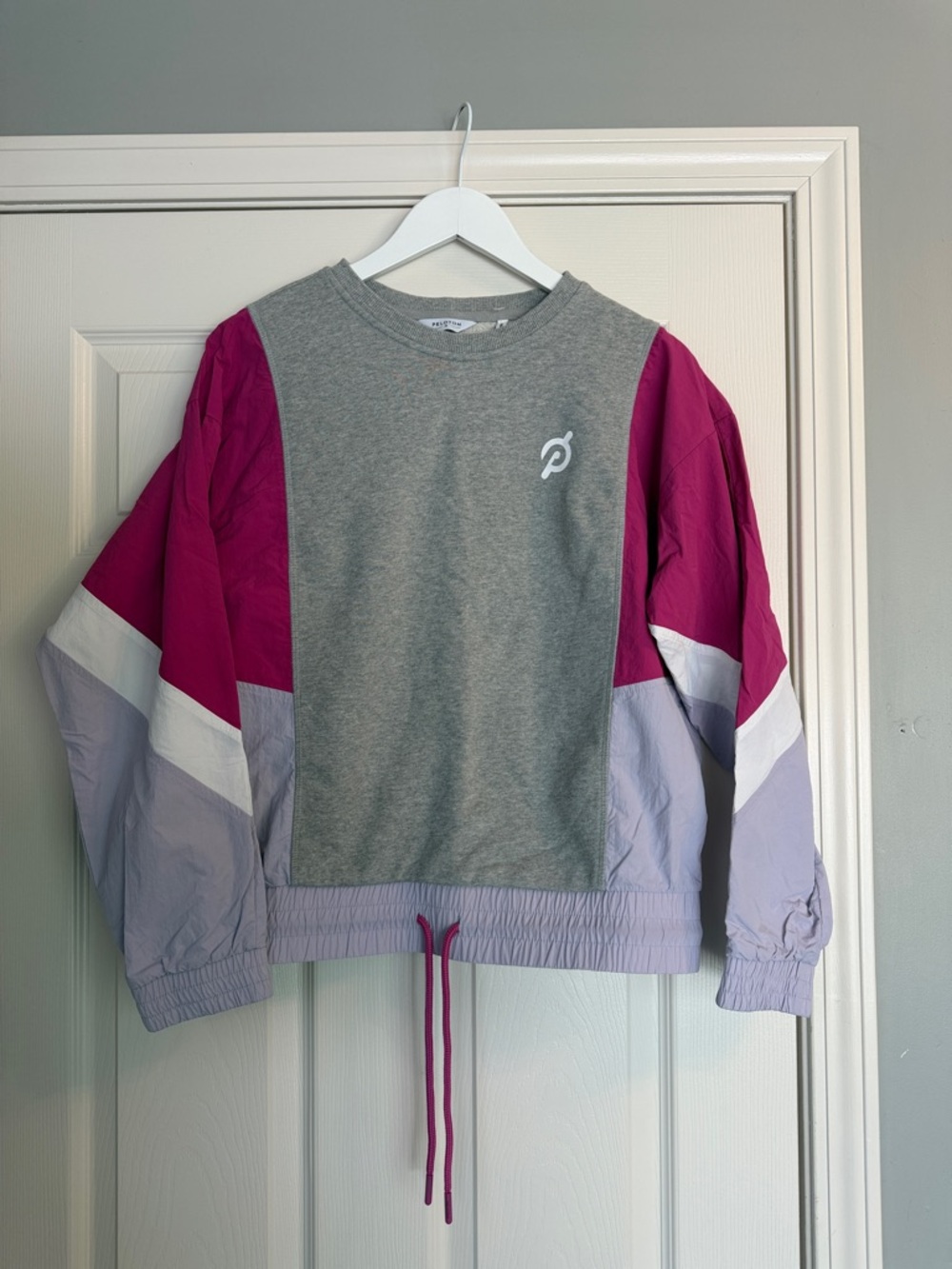 Peloton Mixed Fabric Pullover Pink Windbreaker Like New Lightweight workout spin